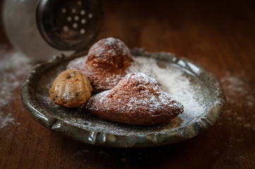 homemade chocolate madeleine cakes.
