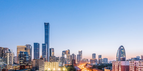 Night view of CBD skyline and skyscrapers in Beijing, China