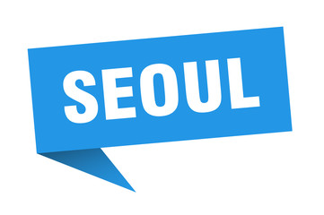 Seoul sticker. Blue Seoul signpost pointer sign
