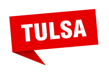 Tulsa sticker. Red Tulsa signpost pointer sign