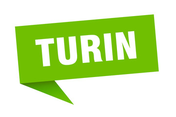 Fototapeta premium Turin sticker. Green Turin signpost pointer sign