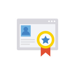 Certified Web Vector Flat Illustration. Pixel perfect Icon Style.