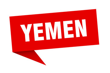 Yemen sticker. Red Yemen signpost pointer sign