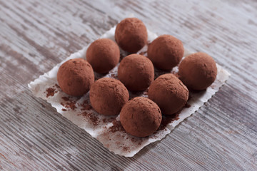 Natural helpful candy from dates, nuts, honey and raisins. Healthy food. Eastern sweets.