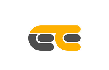 yellow grey combination logo letter EE E E alphabet design icon