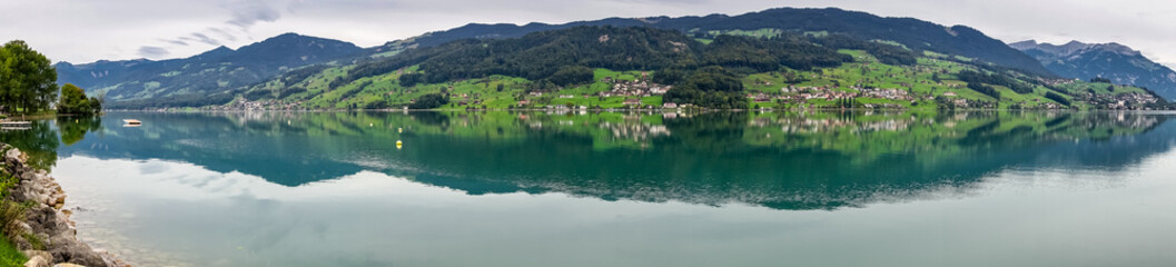 Fototapeta na wymiar View of the SarnerSee from Sachseln Obwalden in Switzerland