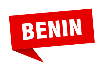 Benin sticker. Red Benin signpost pointer sign
