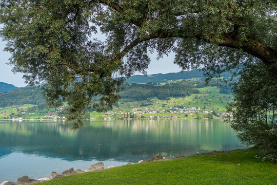 View of the SarnerSee from Sachseln Obwalden in Switzerland