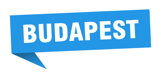 Budapest sticker. Blue Budapest signpost pointer sign