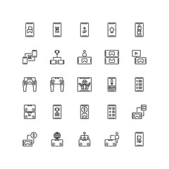 Mobile Games, Online, Gaming, Controller, Outline style icon - vector