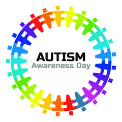 Autism Awareness Day Teamwork Multicolored Vector Logo	