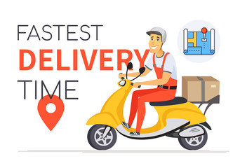 Fastest delivery time - vector cartoon character illustration