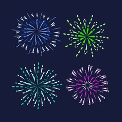 Illustration of Monochrome Fireworks Set