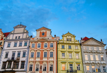 Fototapeta na wymiar Architecture in the Old Town Square of Prague, Czech Republic along the Vltava River.