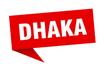 Dhaka sticker. Red Dhaka signpost pointer sign