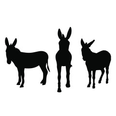 Donkeys silhouettes black ink shape vector