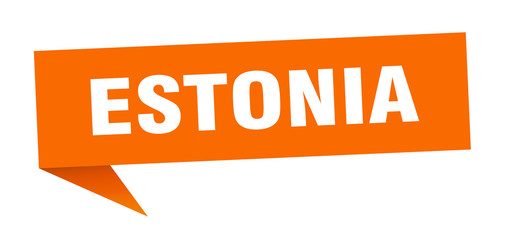 Estonia sticker. Orange Estonia signpost pointer sign