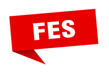 Fes sticker. Red Fes signpost pointer sign