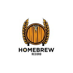 brewing home record logo design illustration