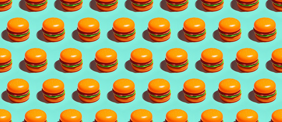 Minimal seamless pattern burger fast food concept