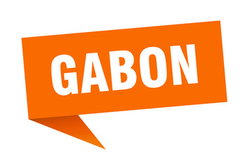 Gabon sticker. Orange Gabon signpost pointer sign