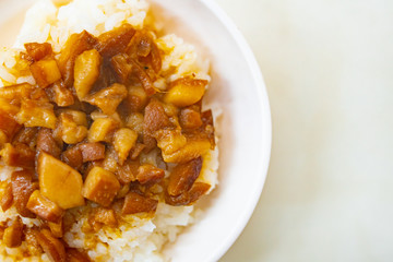 Taiwan famous food - Braised pork rice. Taiwan Delicacies, Taiwan Street Food