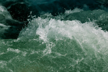 Splashes of water from the waves in the sea