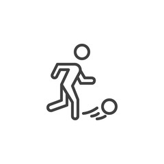 Soccer Player line icon. linear style sign for mobile concept and web design. Football player Kicking Ball outline vector icon. Symbol, logo illustration. Vector graphics