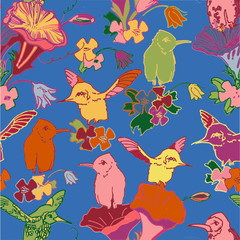 bright hummingbird pattern
