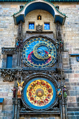 Fototapeta na wymiar The Prague Astronomical Clock located at the Old Town Hall in Prague, Czech Republic.