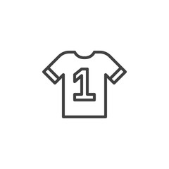 Sports jersey line icon. Soccer uniform linear style sign for mobile concept and web design. Football t-shirt outline vector icon. Symbol, logo illustration. Vector graphics