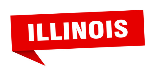 Illinois sticker. Red Illinois signpost pointer sign