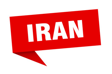 Iran sticker. Red Iran signpost pointer sign