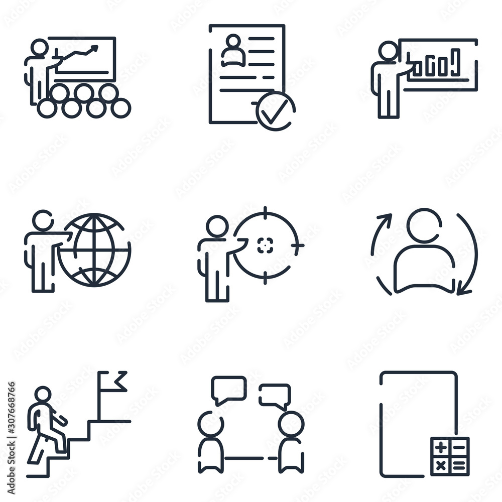 Leinwandbilder business corporation set icon template color editable. head hunting pack symbol vector sign isolated