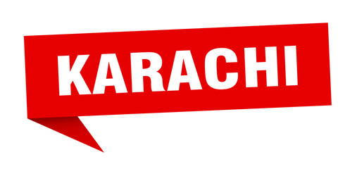 Karachi sticker. Red Karachi signpost pointer sign