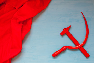 red sickle and hammer workers and peasants revolution
