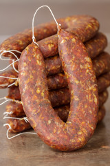 Dried sausage made according to traditional Bulgarian recipe