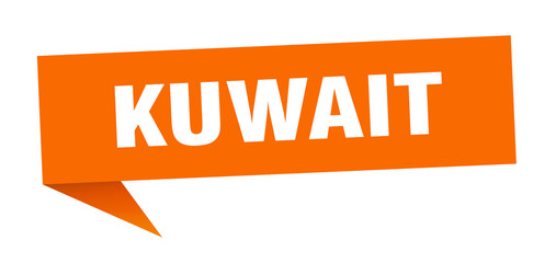 Kuwait sticker. Orange Kuwait signpost pointer sign