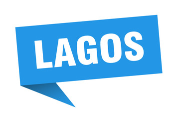 Lagos sticker. Blue Lagos signpost pointer sign