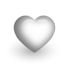 Clear white heart with glossy effect. A symbol of love and St Valentines Day. 3D vector illustration