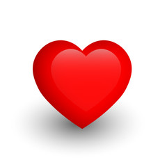 Red heart with glossy effect. A symbol of love and St Valentines Day. 3D vector illustration