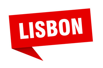 Lisbon sticker. Red Lisbon signpost pointer sign