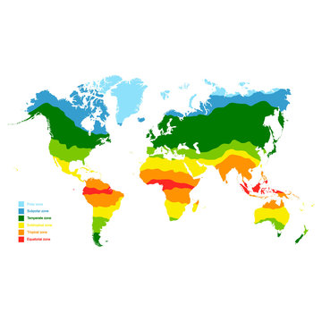 vector map with world climate zones