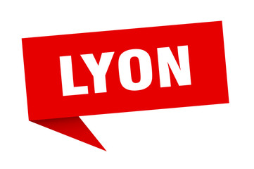 Fototapeta premium Lyon sticker. Red Lyon signpost pointer sign