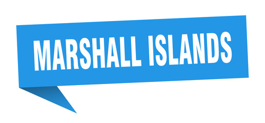 Marshall Islands sticker. Blue Marshall Islands signpost pointer sign