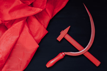 red sickle and hammer workers and peasants revolution