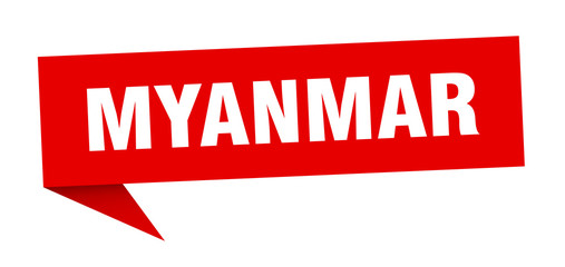 Myanmar sticker. Red Myanmar signpost pointer sign