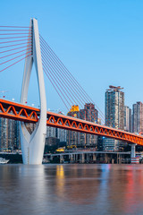 Night view of Hongyadong and skyline along Jialing River in Chongqing, China