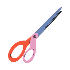 Scissors for sewing and crafts clip art. Hand drawn modern naive illustration, isolated vector sketch art. Atelier or hand made studio sewing item, craft tool.