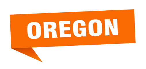 Oregon sticker. Orange Oregon signpost pointer sign